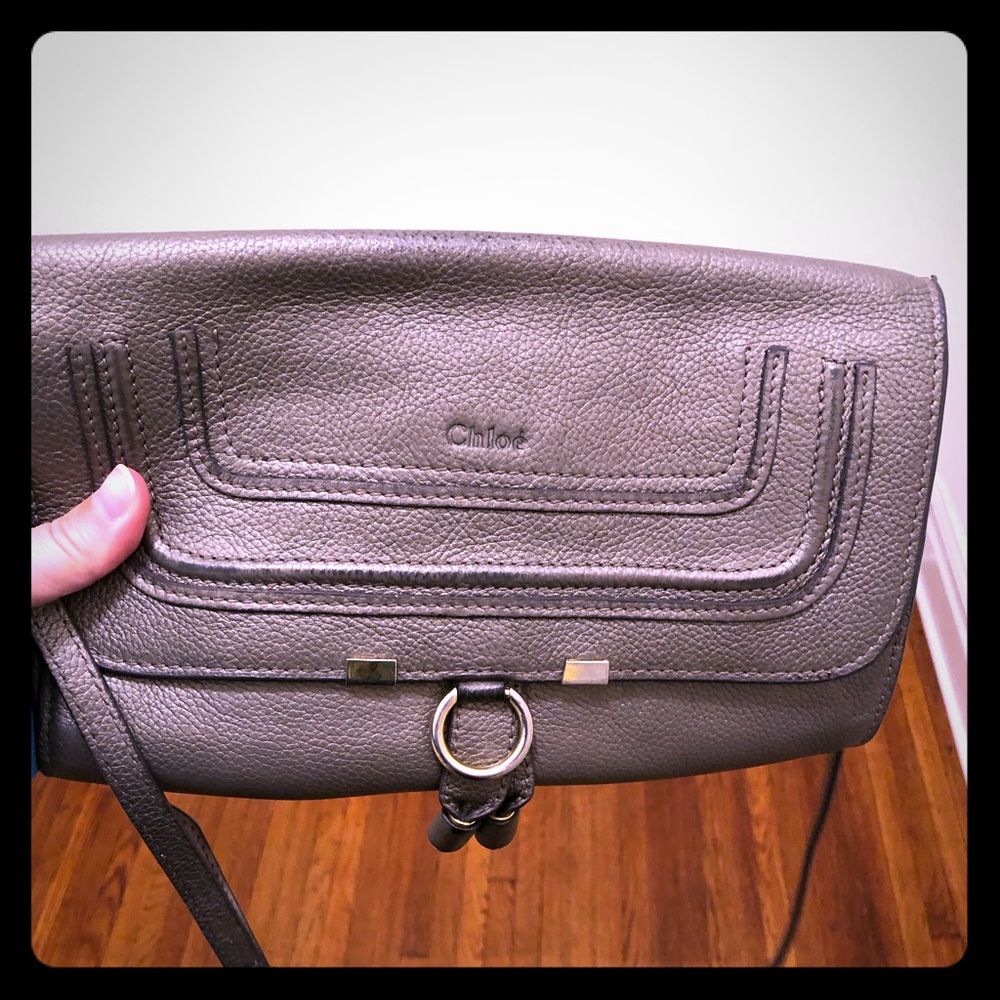 Silver Chloe shoulder clutch bag